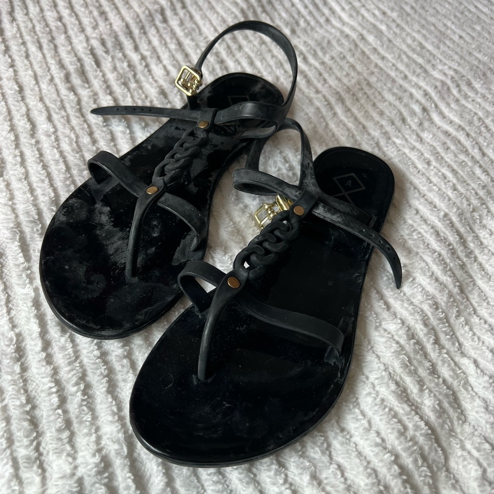 Aldo size 7.5 black waterproof sandal with ankle strap.